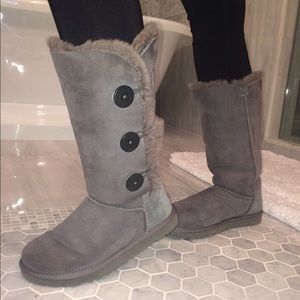 Tall grey ugg Bailey button boots
